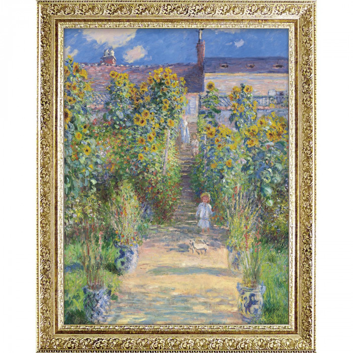 ミュージアムアート モネ ヴェトゥイユの画家の庭 特殊ゲル加工 複製画 額付