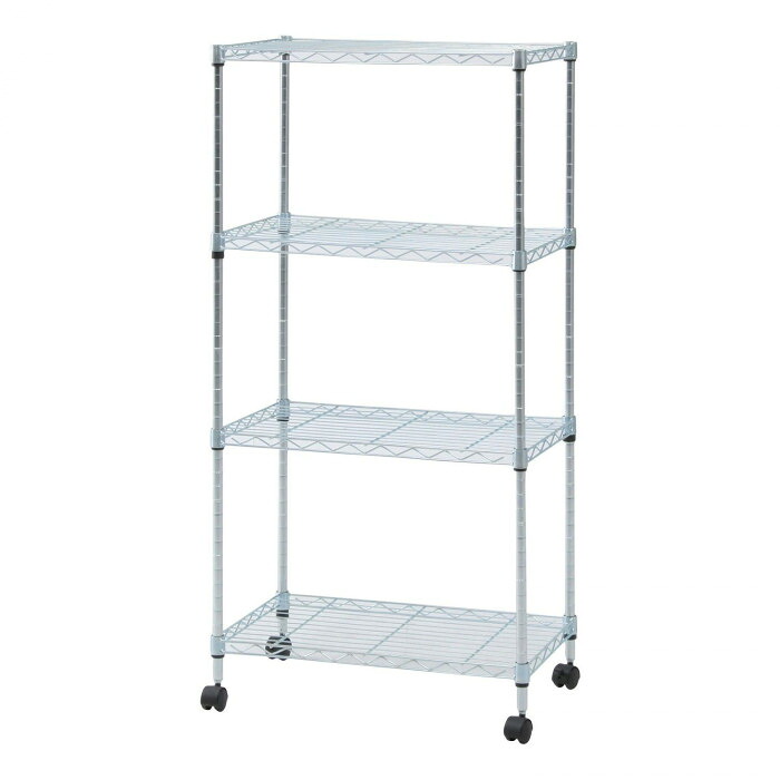 収納家具 メタル マルチシェルフ 4段 クロム 耐荷重22kg スチール製 ラック