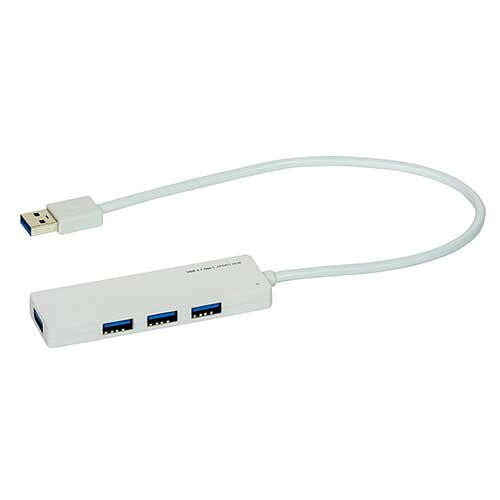 USBハブ 4ポート 3.0対応 30cm延長ケーブル付 ホワイト 外付けハブ