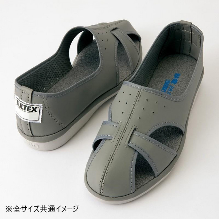 静電サンダル 男女兼用 合成皮革 スパーク防止 グレー 25cm 作業用サンダル