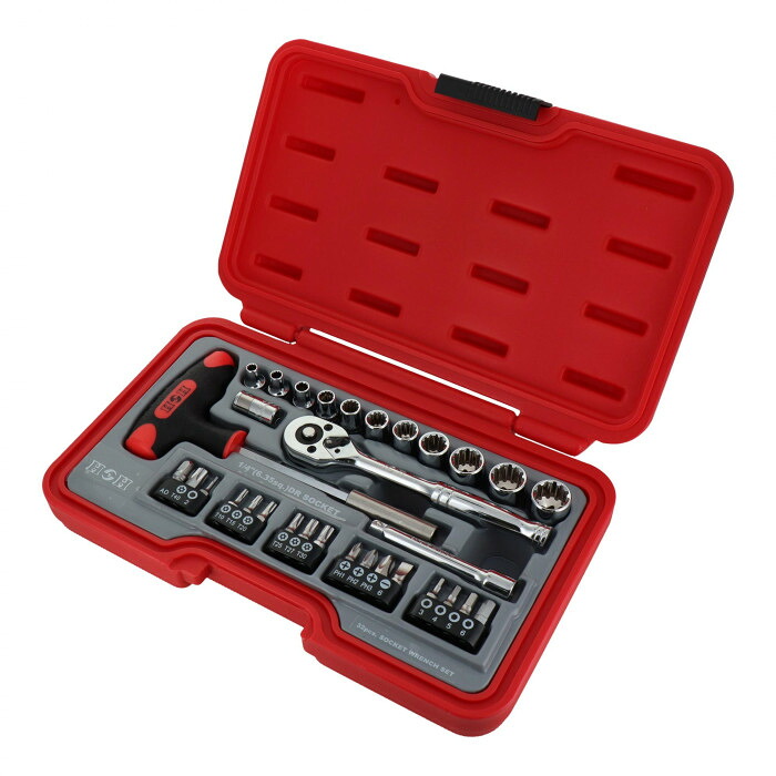 ソケットレンチセット 1/4インチ 差込角6.35mm 32点セット 工具セット