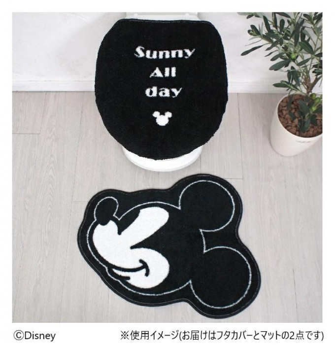トイレ2点セット ミッキーマウス ディズニー 蓋カバー トイレマット 滑り止め 洗える