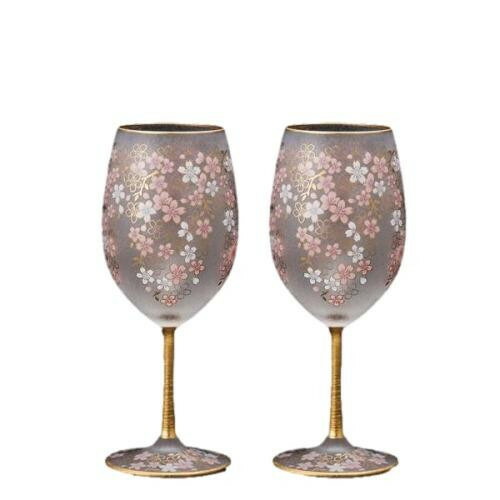 ワイングラス 桜柄 540ml ペアセット 黄金郷伝説 ソーダガラス 日本製