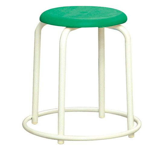 ラウンドスツール 外リング付 グリーン 完成品 日本製 スタッキング 椅子