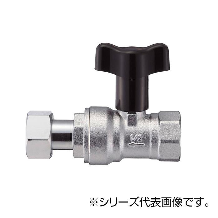 ボールバルブ ナット付 逆止付 黄銅製 ワンタッチ着脱ハンドル 異径ネジ 水栓金具
