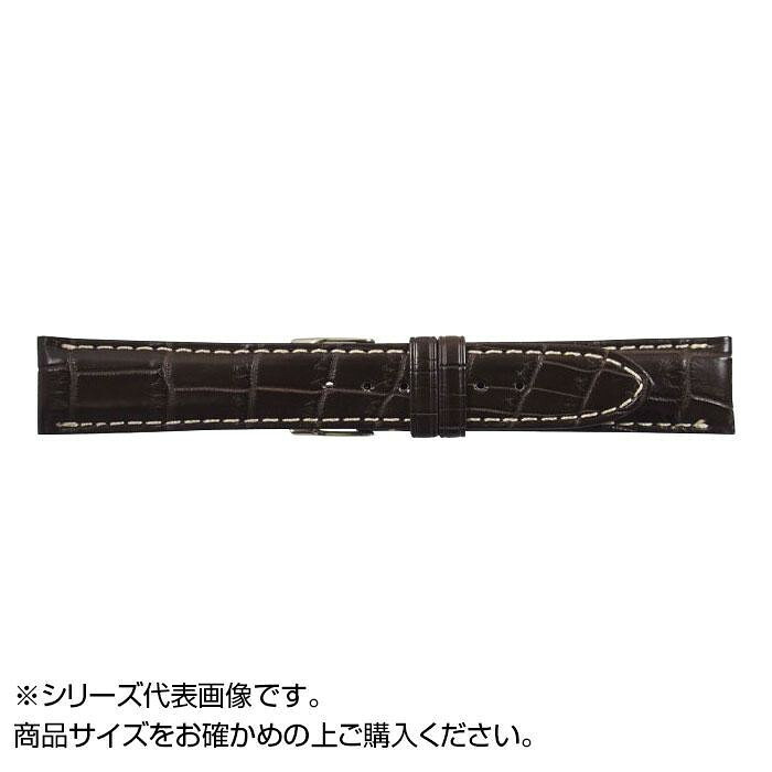 時計ベルト 19mm ブラウン クロコマット ホワイトステッチ 牛革 交換用