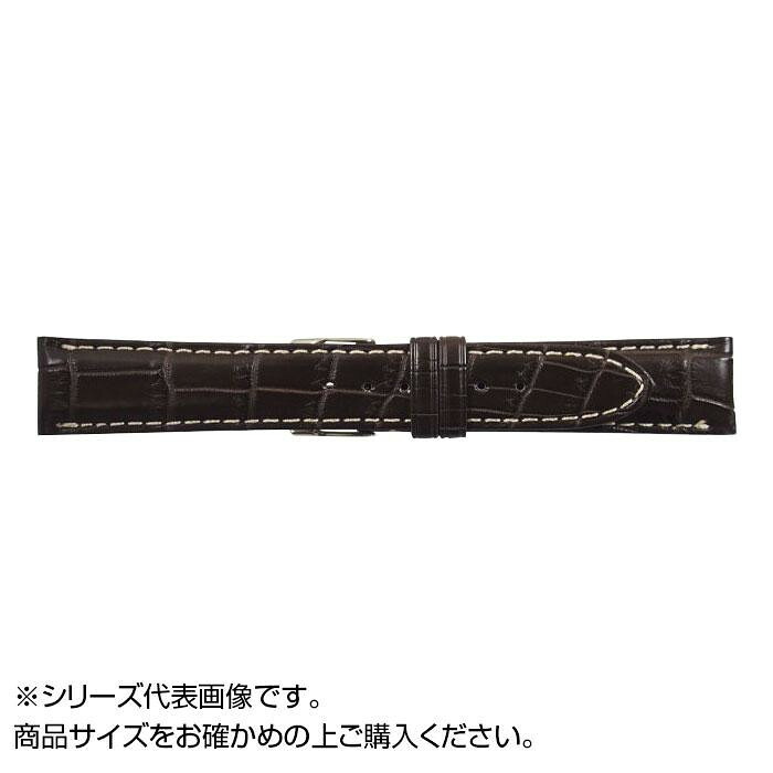 時計バンド クロコマット 22mm ブラウン ホワイトステッチ 交換用ベルト