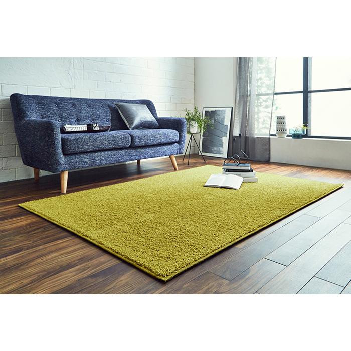 シャギーラグ 約1.5畳 まっ四角 150糎 オリーブ 日本製 防炎 お掃き出すロボ相応う マット-インテリア・寝具・収納-カーペット・マット・畳