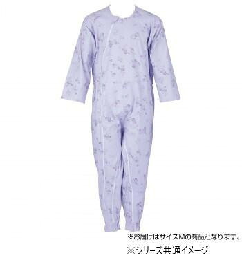 介護つなぎ服 前くい違い M大きさ パープル 起毛原料品 光触媒工業 消臭