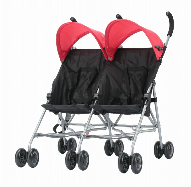 ダブルベビーカー 赤と黒 二人乗りベビーカー　年子　ココロンツイン 楽天市場】ココロン ツイン 横型二人乗りベビーカー 双子用 2人
