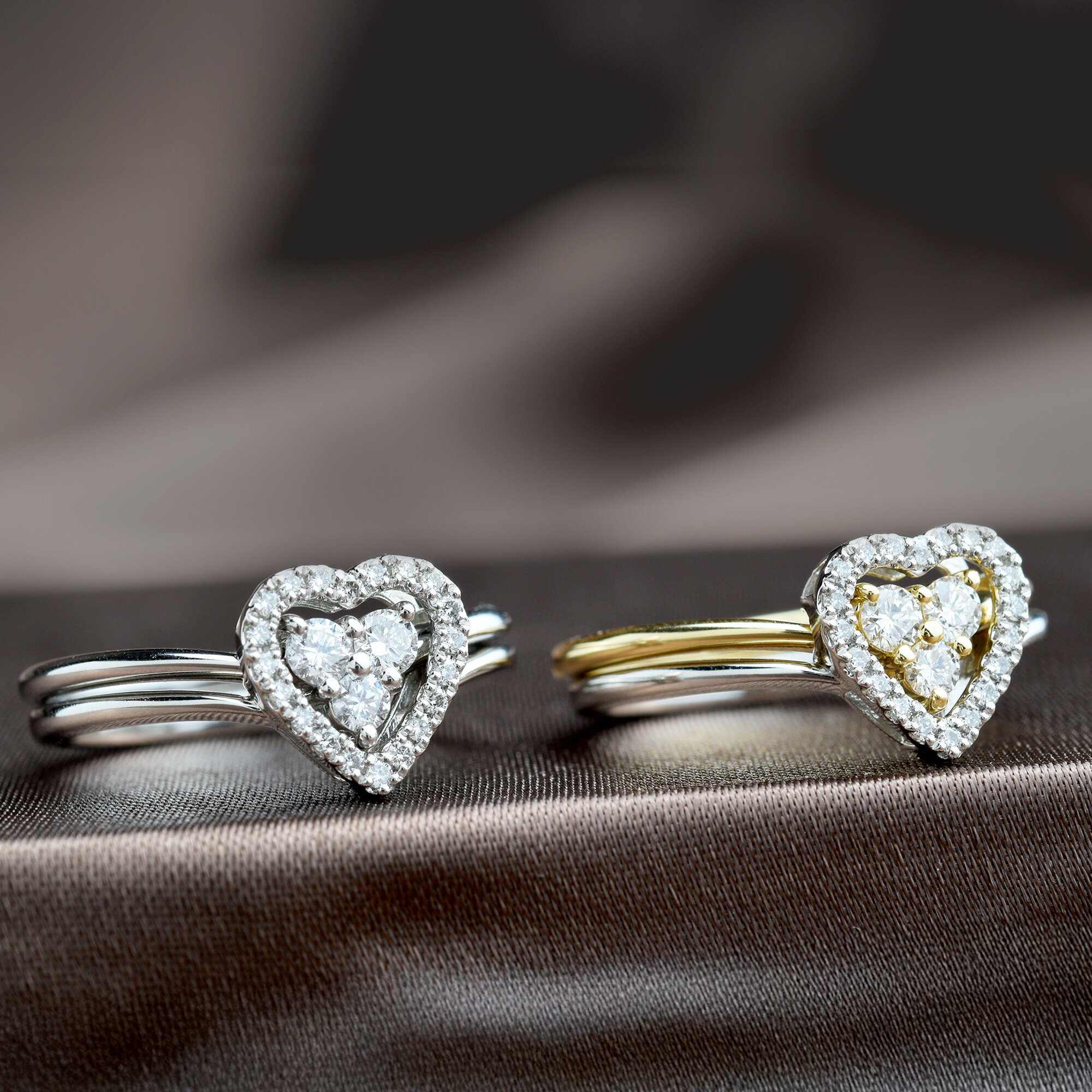 【0.3ct】プラチナ / K18 ダイヤ リング(セット) 0.3ct 天然 ダイヤモンド リング 指輪 プラチナ900 K18 ファッションリング レディース ハート ラウンド ブリリアントカット 重ね付け セット 宝石鑑別書付き ニッケルフリー ジュエリー アクセサリー 人気 プレゼント|ジュエリー・ハート 店