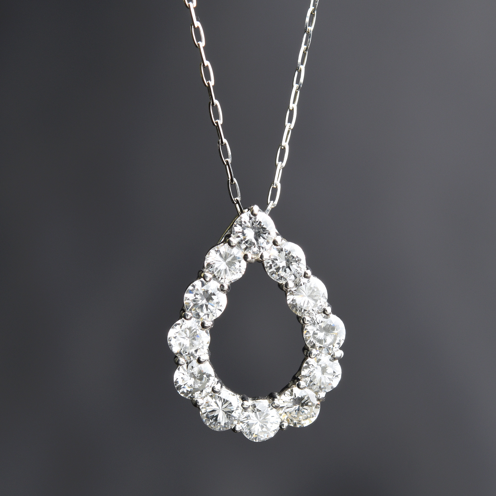 【1.0ct】プラチナ 900 / 850 ダイヤ入りネック 1.0ct 天然 ダイヤモンド ネックレス ペンダント プラチナ 900 レディース 雫型 涙型 ドロップ ティアドロップ ペアシェイプ ラウンド ブリリアントカット アズキチェーン アジャスター 宝石鑑別書付き ジュエリー 人気