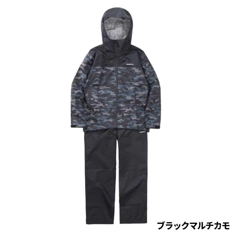 シマノ ウェア 3レイヤー レインスーツ ブラックマルチカモ 2XL RA-047X