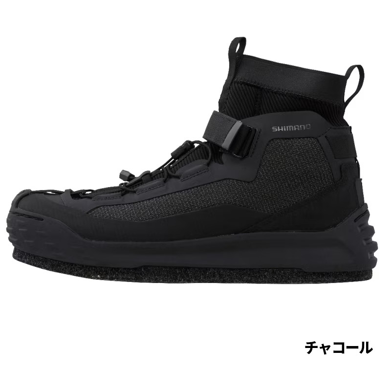 【現品限り】 シマノ フットウェア ドライロックシューズ カットラバーピンフェルト 25.5cm チャコール FS-020X