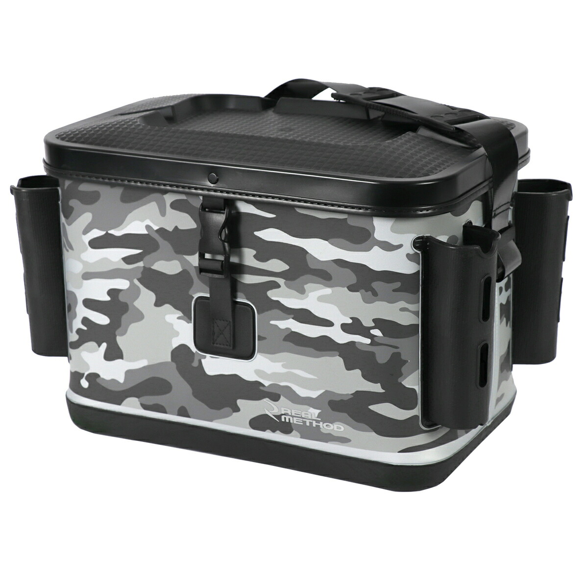 楽天市場 リアルメソッド Evaランガンタックルバッグ トレイ付 グレーカモフラ Real Method ロッドホルダー 釣具のポイント東日本 楽天市場店