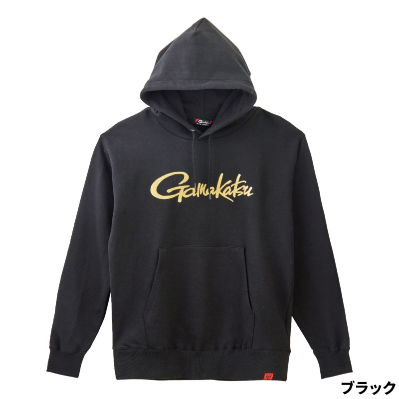 【3点購入で最大P28倍＆お得なクーポン配布中！】がまかつ ウェア ロゴフーディ LL ブラック GM3790