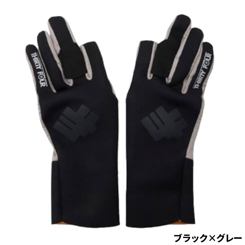 【3点購入で最大P28倍＆お得なクーポン配布中！】34/サーティ―フォー グローブ 超高感度フィッシンググローブV L ブラック×グレー【ゆうパケット】