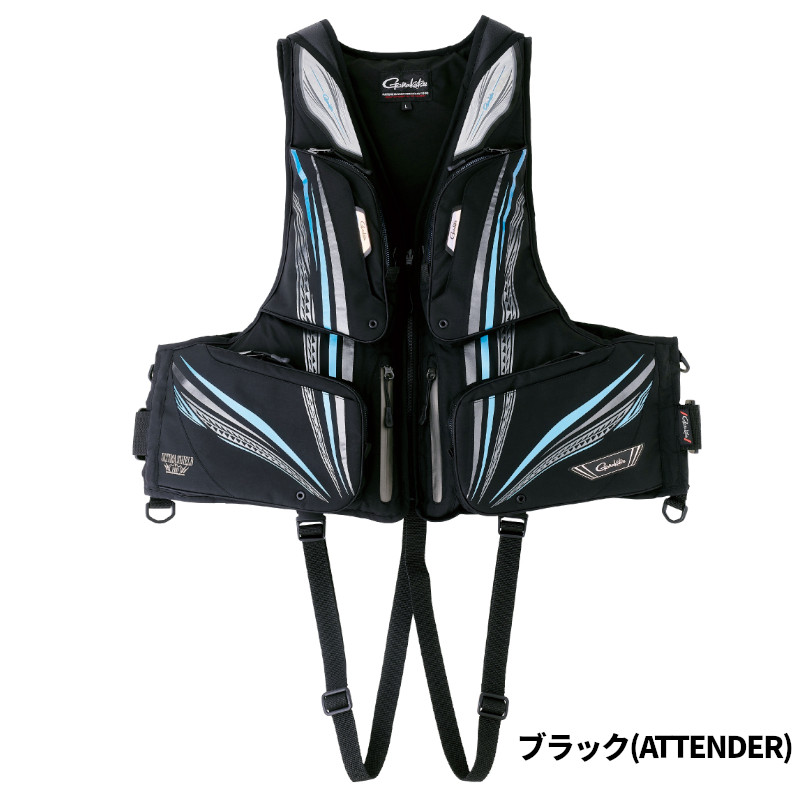 【3点購入で最大P28倍＆お得なクーポン配布中！】がまかつ ライフジャケット アルテマシールドプロ フローティングベスト LL ブラック(アテンダー) GM2197