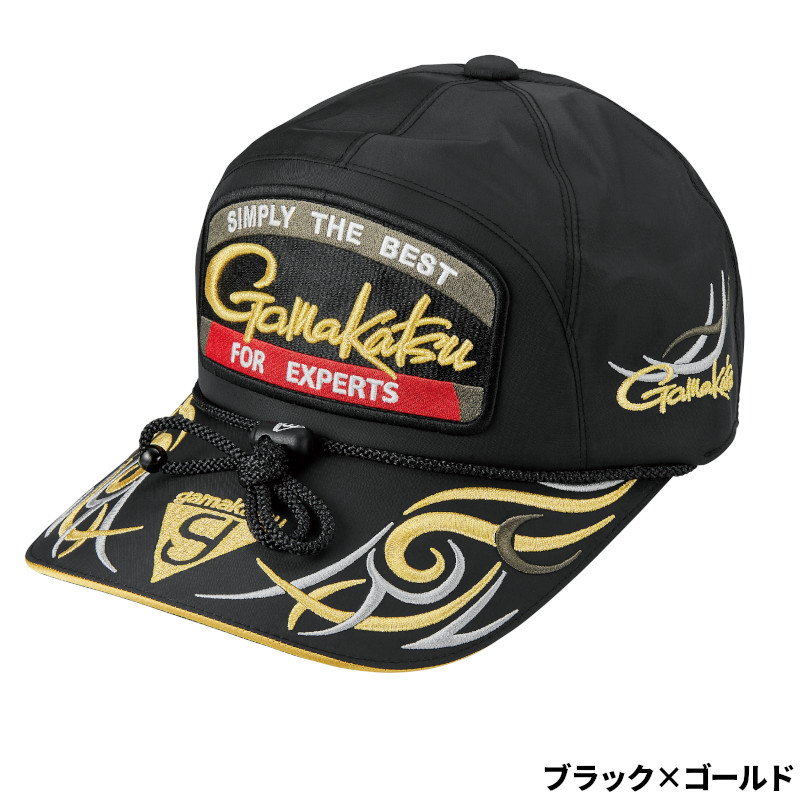 がまかつ キャップ フィッシングキャップ(ワッペン) L ブラック×ゴールド GM9112