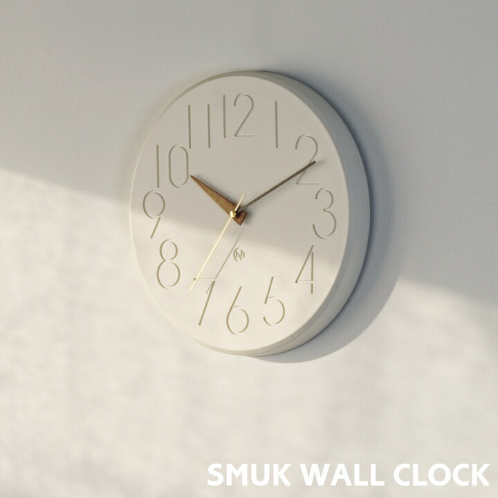 掛け時計 インターフォルム 時計 スムーク SMUK CL-4168 壁掛け時計 静か スイープムーブメント 連続秒針 音がしない 寝室 リビング おしゃれ 可愛い かわいい ウォールクロック 木 白 ホワイト カフェ 北欧 新築祝い プレゼント INTERFORM