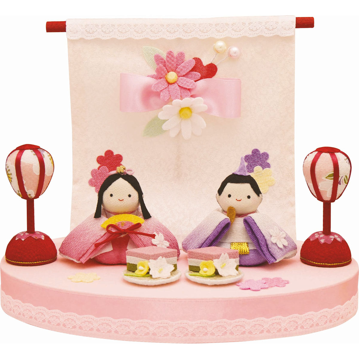 桜とちりめん細工のお雛様2段飾り♡桃の節句♡ひな祭り♡雛人形 楽天市場】雛人形 雛飾り ぽてりひな2人 桜 敷物付手作り