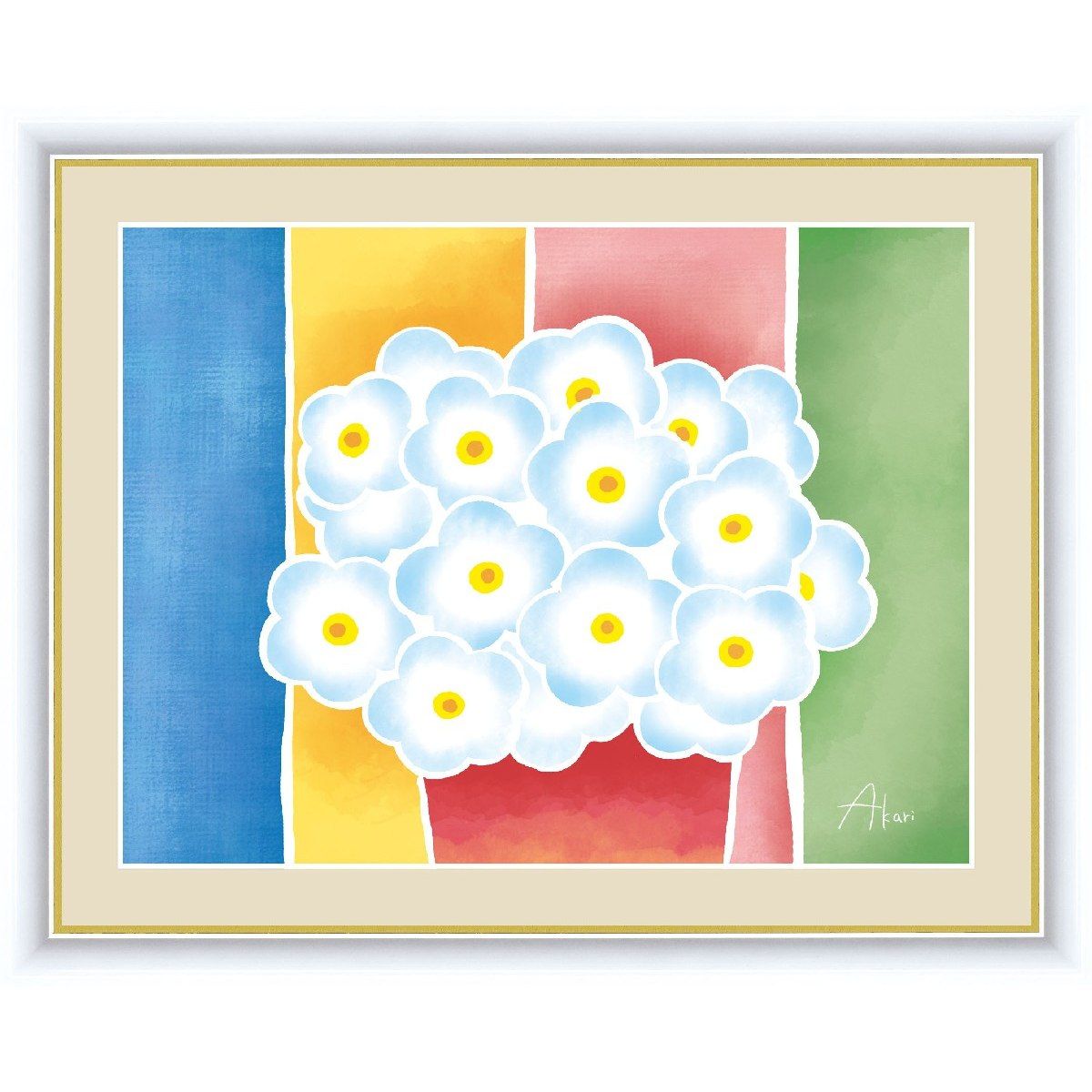 絵画 額入り インテリア アート 送料無料 額絵 高精彩複製画 青い花の鉢植え画像