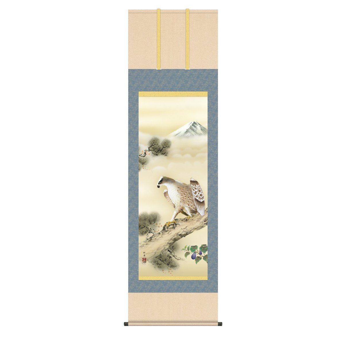 楽天市場】掛け軸 縁起画 一富士二鷹三茄子 鈴村秀山「一富士二鷹三