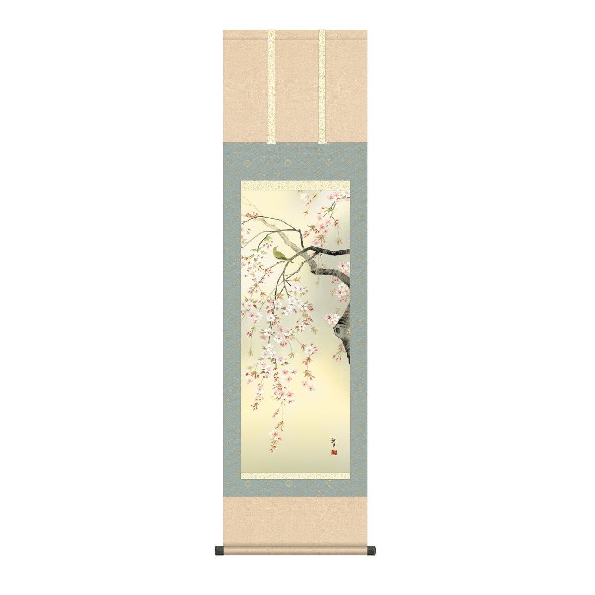 掛軸 日本画 床の間 送料無料 掛け軸 現代作家 花鳥画 季節飾り 春掛け桜花(おうか) 高精彩複製画｜季節の和雑貨　京都 和匠ポラーコ