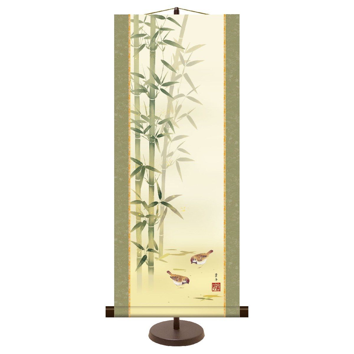 楽天市場】絵画 日本画 朱竹に雀 （星野国光） 送料無料 【肉筆