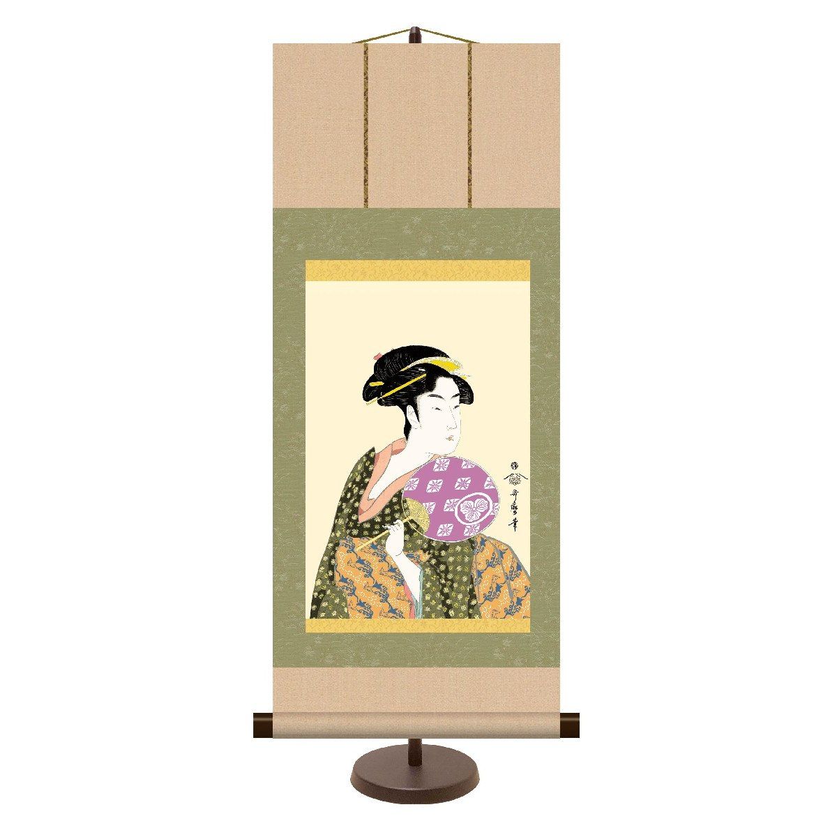 楽天市場】喜多川歌麿作品の美人画 浮世絵 団扇を持つおひさ F8サイズ