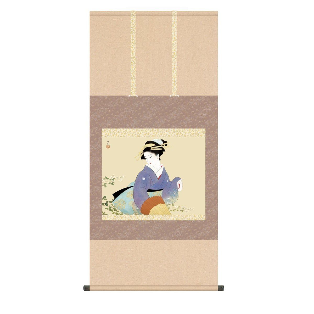 上村松園 日本の巨匠 掛軸 日本画 床の間 送料無料 掛け軸 名画複製画 萩の露(はぎのつゆ) 高精彩複製画｜季節の和雑貨　京都 和匠ポラーコ