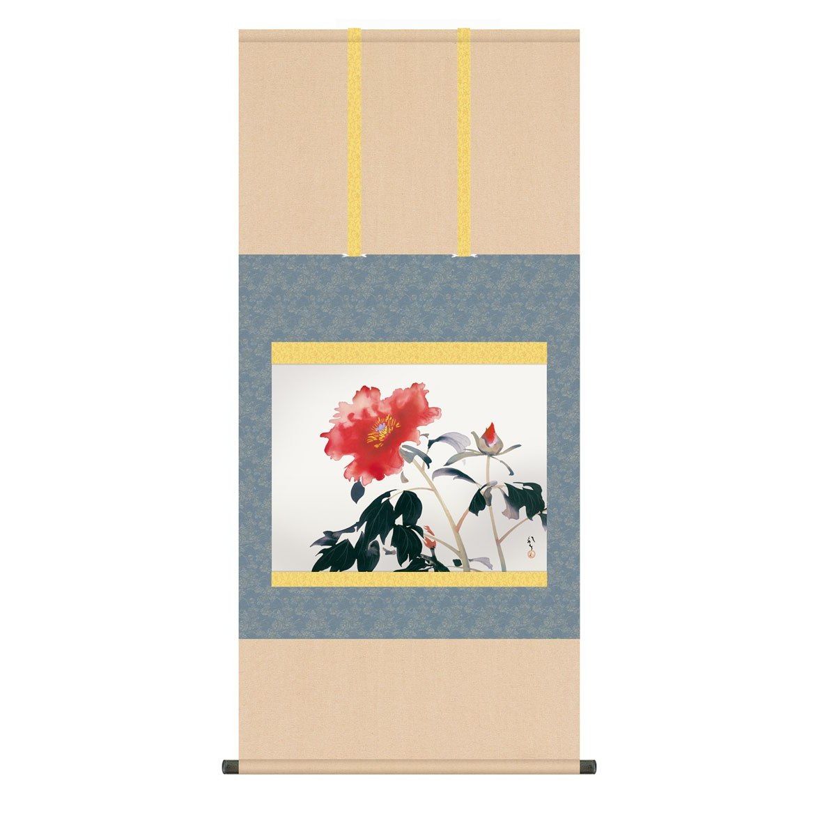 川端龍子 日本の巨匠 掛軸 日本画 床の間 送料無料 掛け軸 名画複製画 牡丹(ぼたん) 高精彩複製画｜季節の和雑貨　京都 和匠ポラーコ