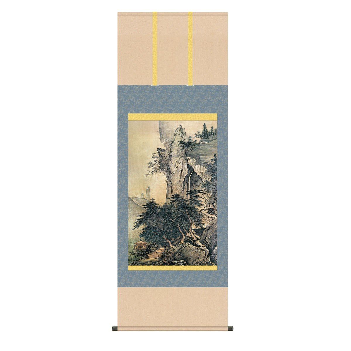 雪舟 日本の巨匠 掛軸 日本画 床の間 送料無料 掛け軸 名画複製画 四季山水図（夏）(しきさんすいず・なつ) 高精彩複製画