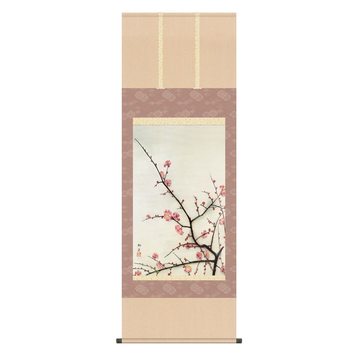速水御舟 日本の巨匠 掛軸 日本画 床の間 送料無料 掛け軸 名画複製画 紅梅(こうばい) 高精彩複製画