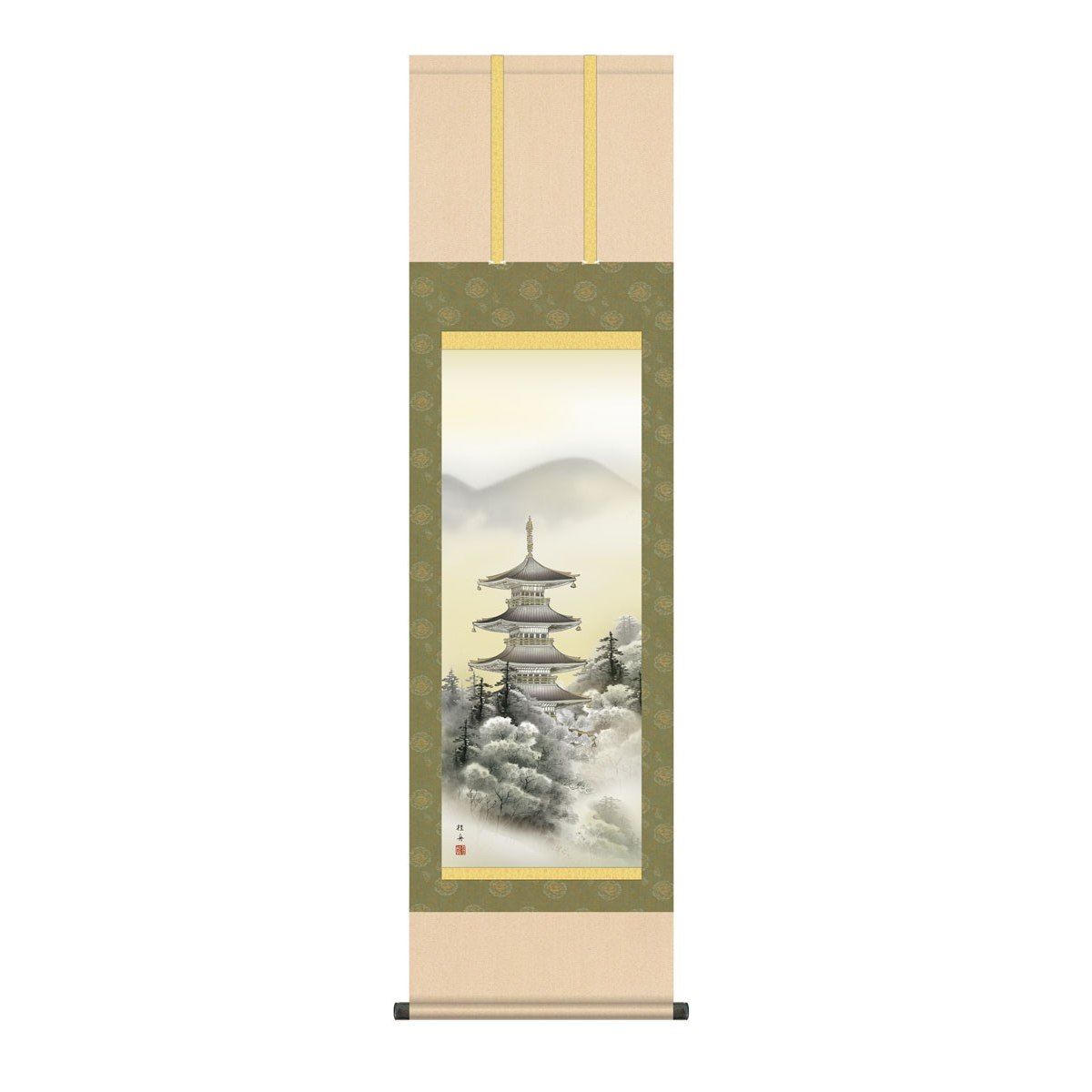 楽天市場】【スーパーSALE10％OFF】10年保証 掛け軸 水墨塔景 (すい