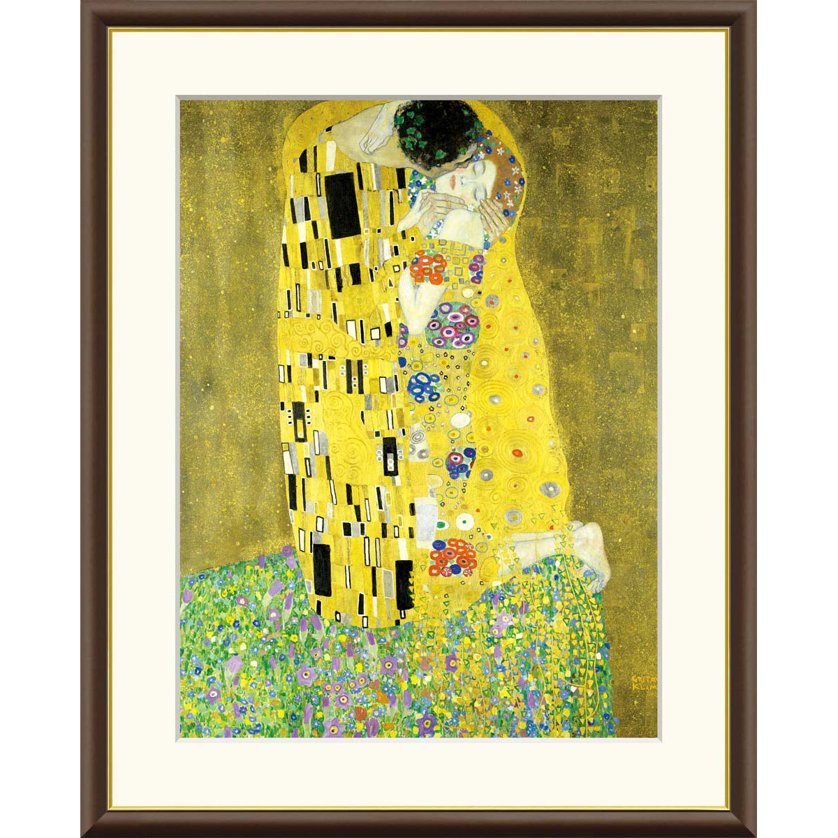 グスタフ・クリムト 接吻 ダークブラウンフレーム　アートフレーム 楽天市場】＼P5倍 楽天スーパーSALE20%OFF／有名 画家 額入りアート