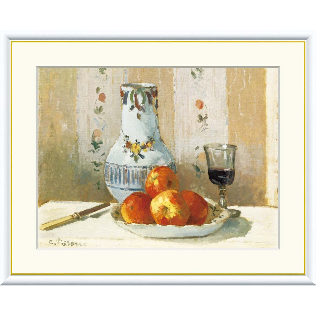絵画 世界の名画 林檎と水差しのある静物 カミーユ・ピサロ 額入り インテリア アート 額絵 高精彩複製画 送料無料｜季節の和雑貨　京都 和匠ポラーコ