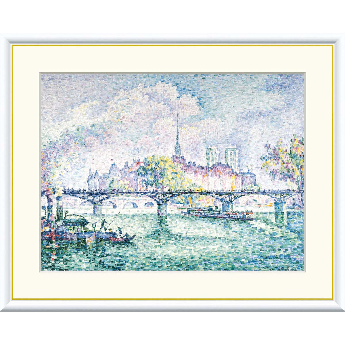 ポール・シニャック、【オトゥイユの橋】、希少画集画、新品高級額・額装付 p-j1-135_1.jpg