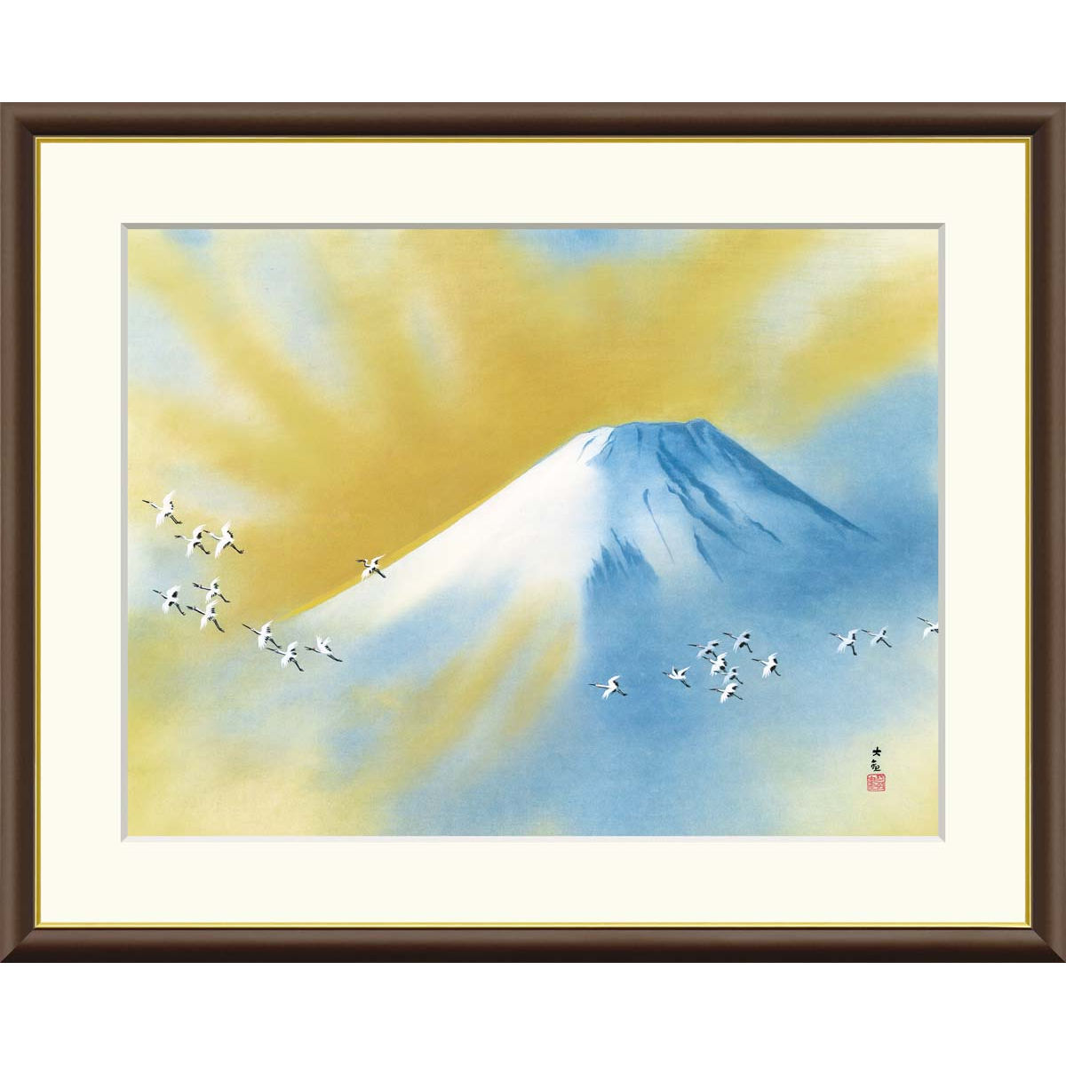 横山大観　冬の夕　日本画　額装　絵画 楽天市場】横山大観「冬の夕」複製画 額入り 色紙額 特殊工芸画