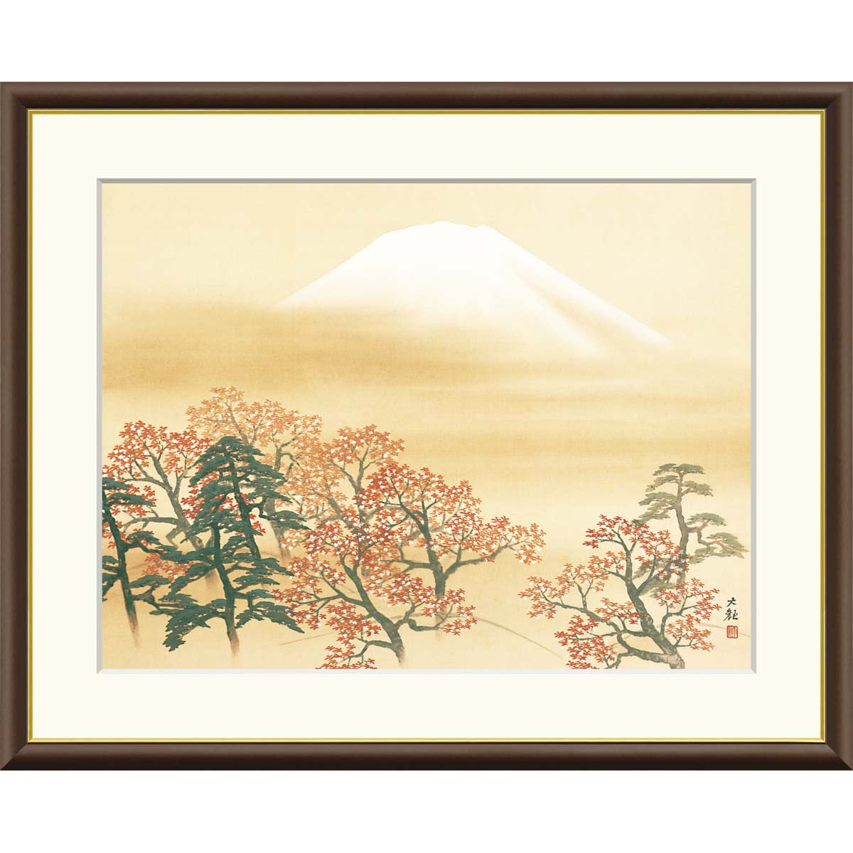 横山大観　冬の夕　日本画　額装　絵画 絵画 横山大観 （よこやまたいかん）・ 冬の夕（ ふゆのゆう