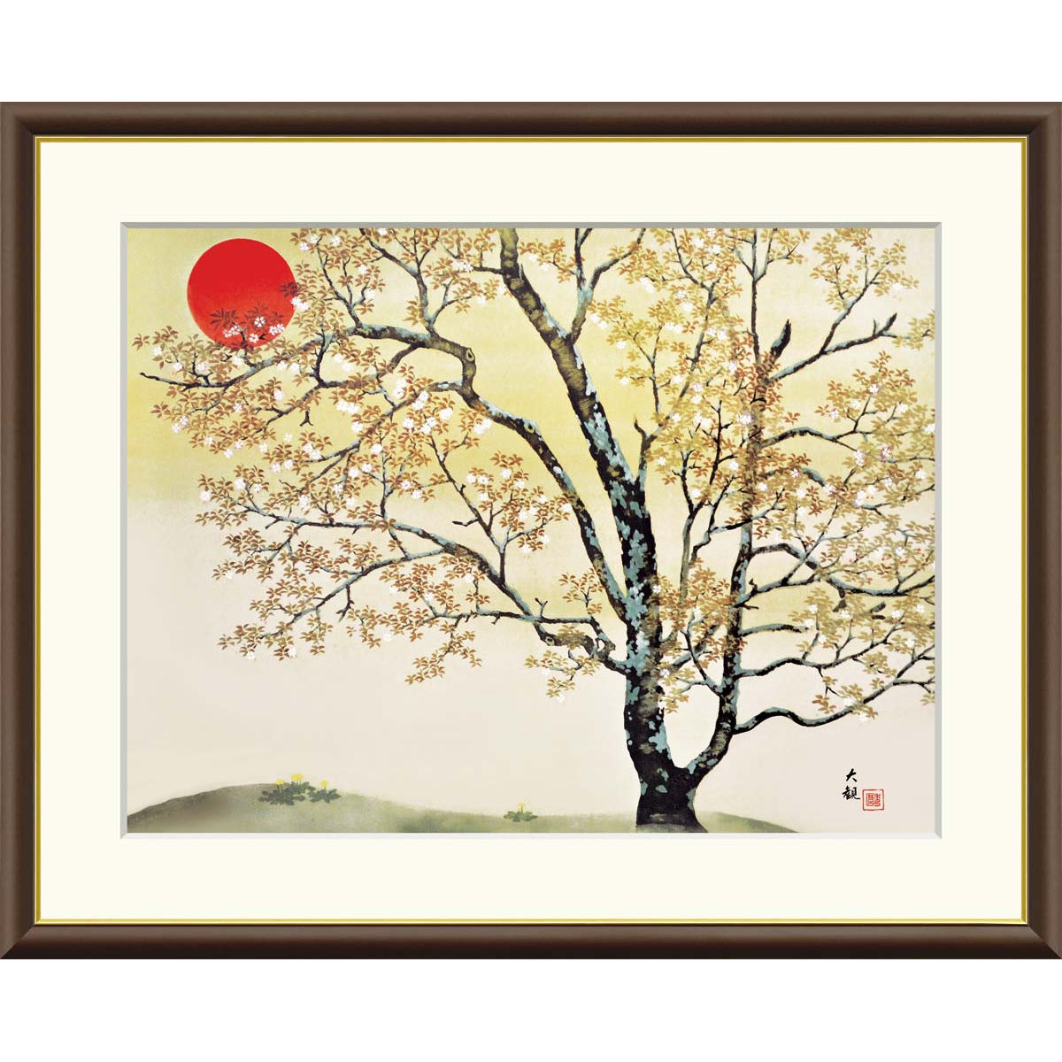楽天市場】横山大観 「桜」 複製画 額入り 色紙額 特殊工芸画 春