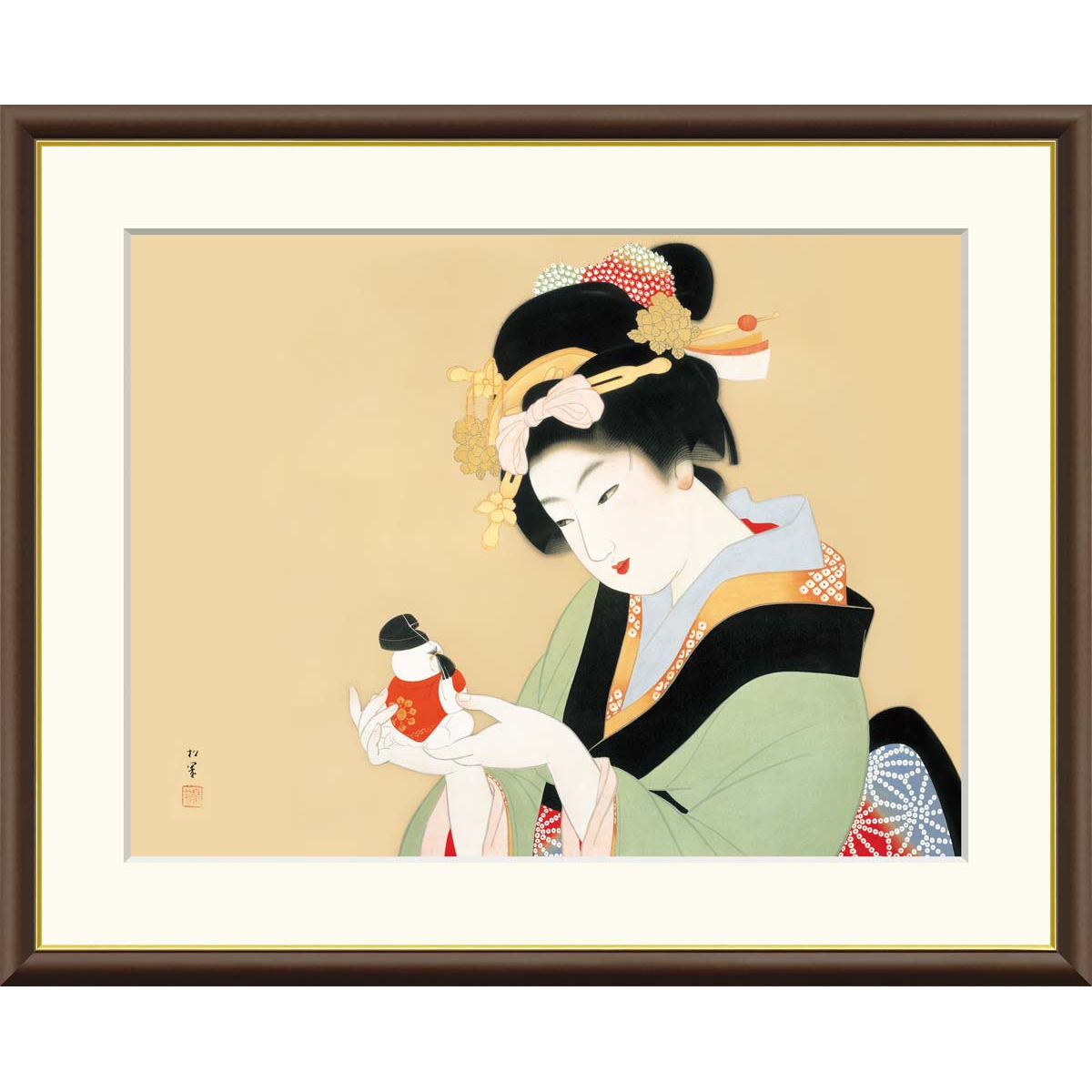 日本の名画 日本画 春芳 上村 松園 手彩仕上 高精細巧芸画 インテリア 額入り 楽天市場】絵画 日本の名画 母子 上村松園 額入り インテリア