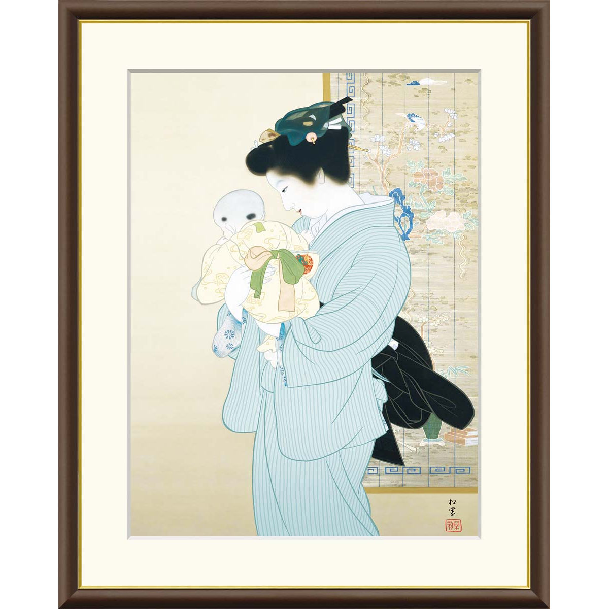 楽天市場】絵画 日本の名画 萩の露 上村松園 額入り インテリア アート