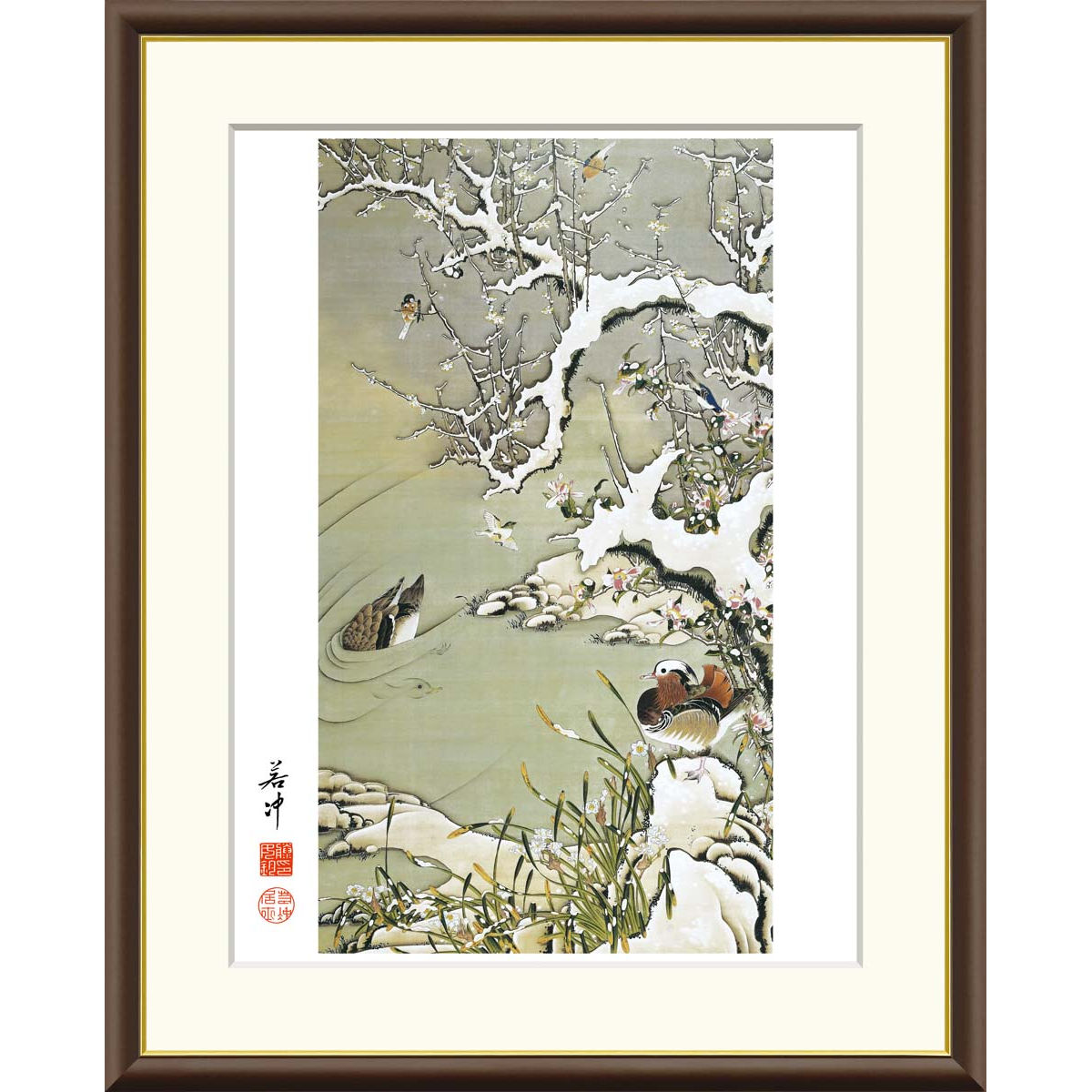 伊藤若冲 花鳥画 額装 『 竹梅 双鶴図 』プライスコレクション 復刻限定版 chikubai_s03_b_t.jpg