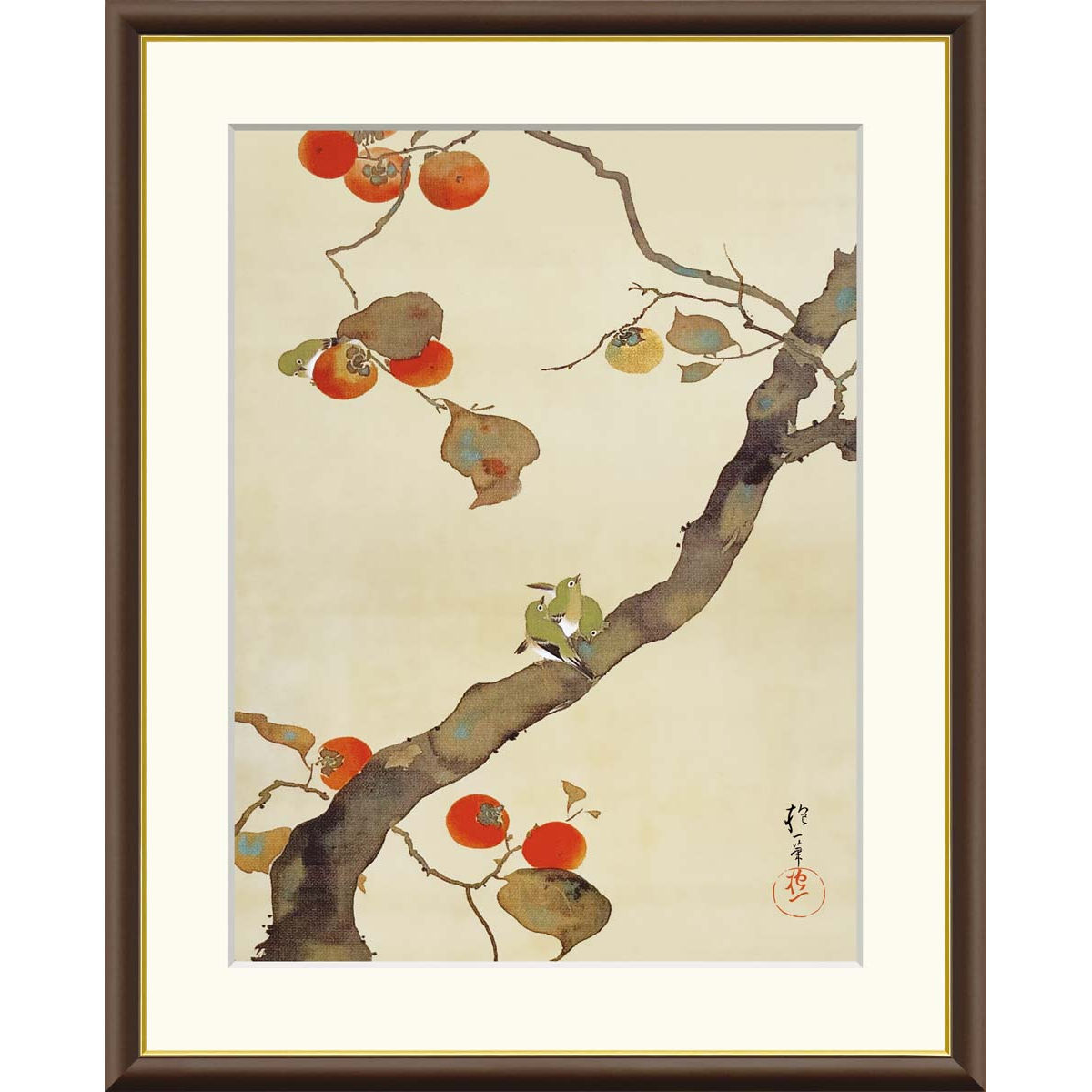 酒井抱一　　紙本彩色画　【　雪中水仙に小禽図　】　落款印譜　掛軸一幅　377 酒井抱一紙本彩色画【雪中水仙に小禽図】落款印譜掛軸一幅377