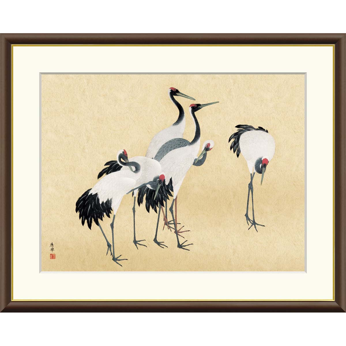 絵画 日本の名画 群鶴図 円山応挙 額入り インテリア アート 額絵 高精彩複製画 送料無料 5,600円