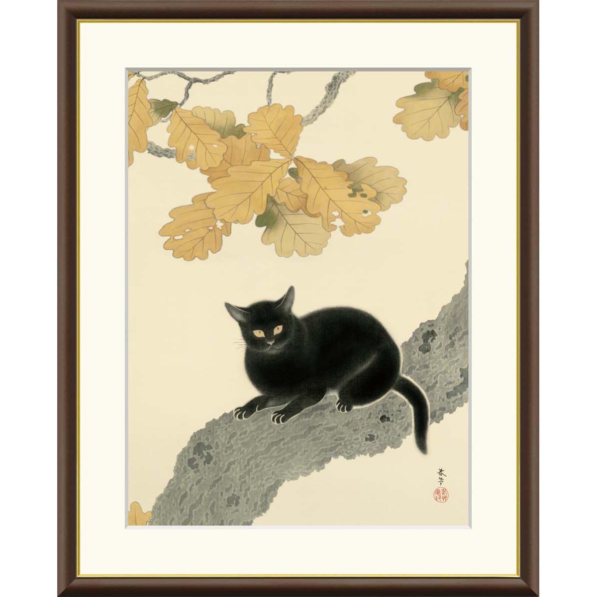 掛軸　横山大観　菱田春草　双幅　複製画 楽天市場】菱田春草 黒き猫 掛け軸 掛軸 複製画 巧藝画 【限定