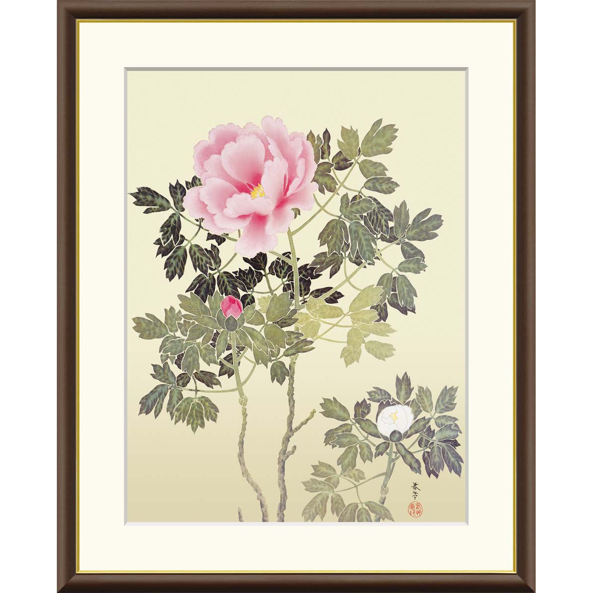 日本画 桃色の牡丹 日本画 桃色の牡丹 日本画 牡丹図 文化遺産オンライン