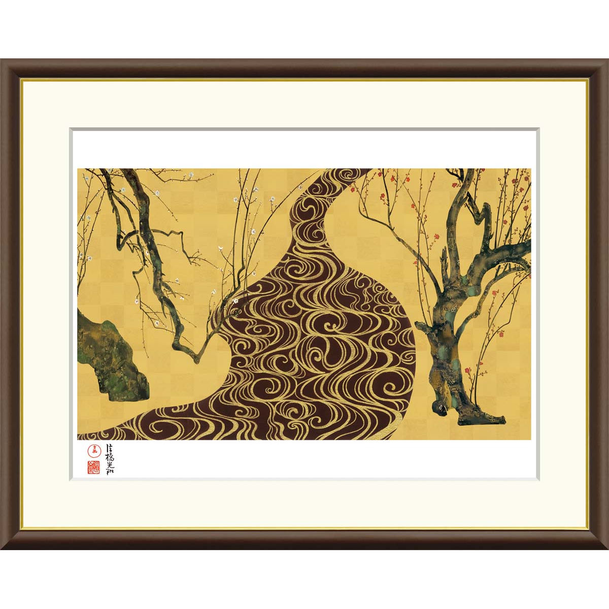 額入り　尾形光琳 Amazon.co.jp: 絵画 尾形 光琳「風神雷神図屏風」 インテリア 額