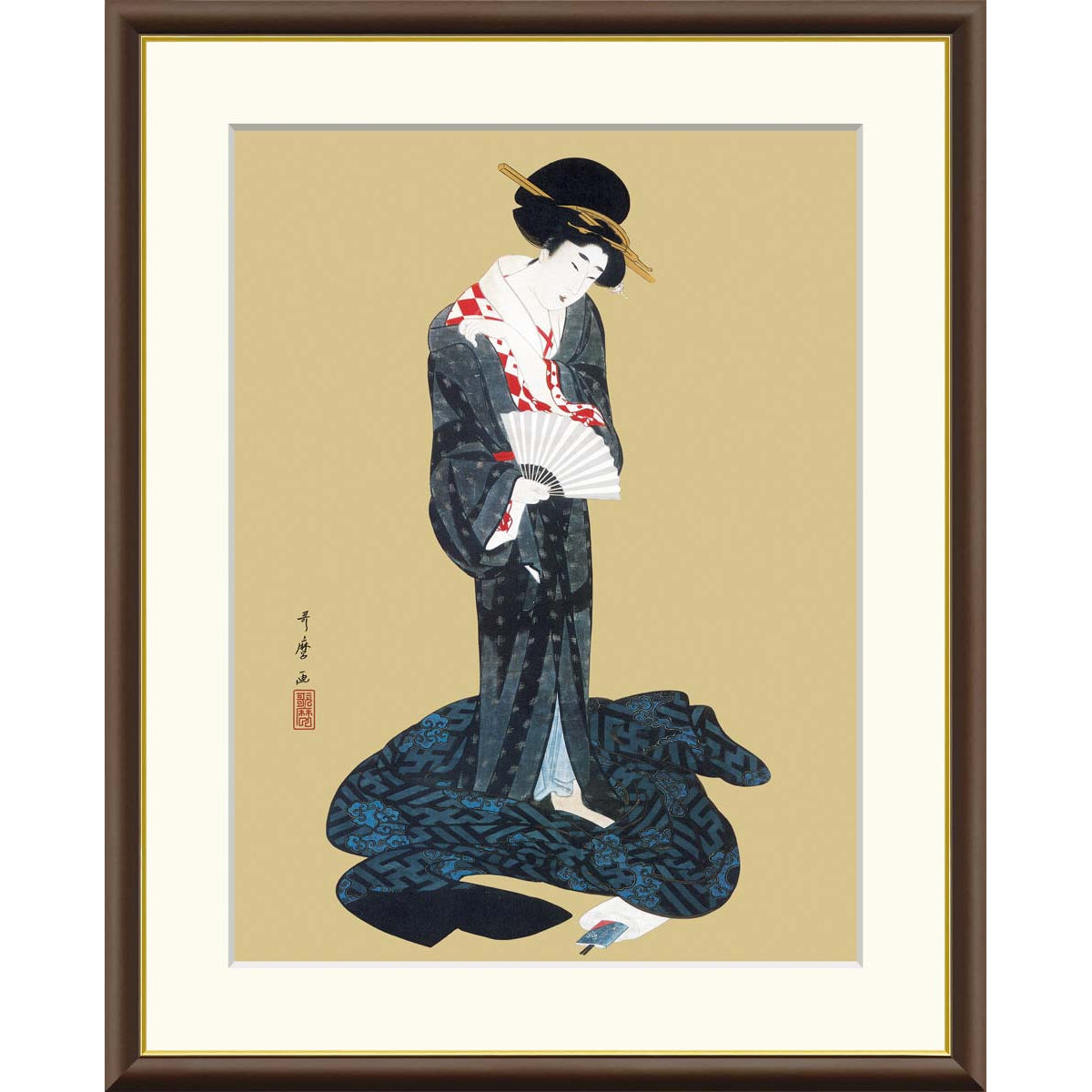 楽天市場】絵画 日本の名画 納涼美人図 喜多川歌麿 額入り